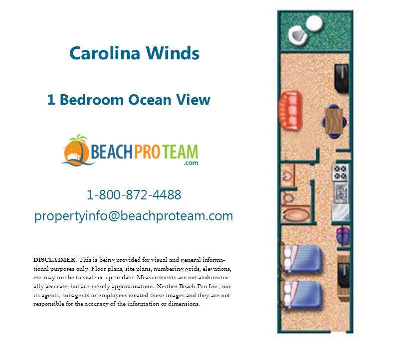 Carolina Winds Floor Plan  - 1 Bedroom Ocean View